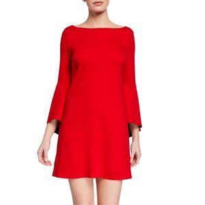 BAILEY 44 Revolve High Born Bell Sleeve Ponte Shift Mini Dress Bright Red XS